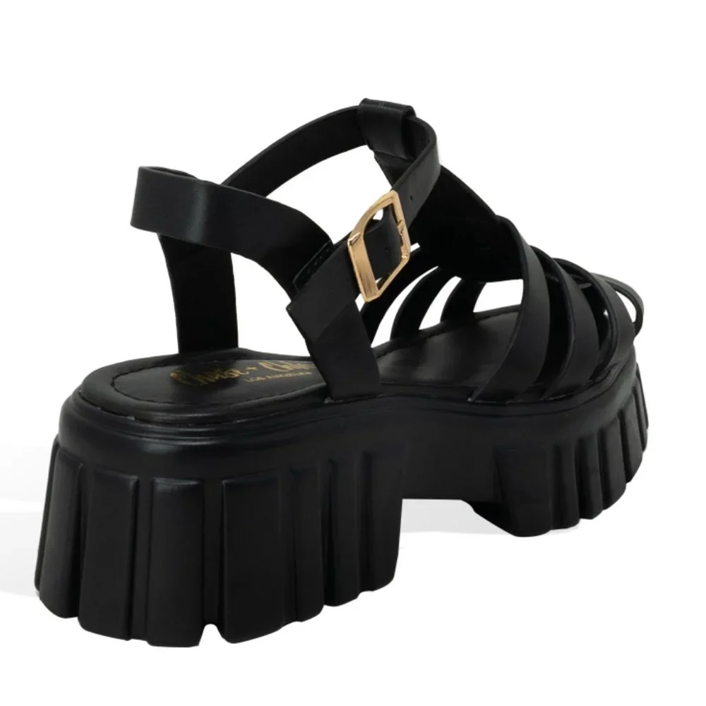 Women 's Platform Wedge Sandals Open Toe Adjustable Ankle Strap Chunky Heel - Picture 3 of 4